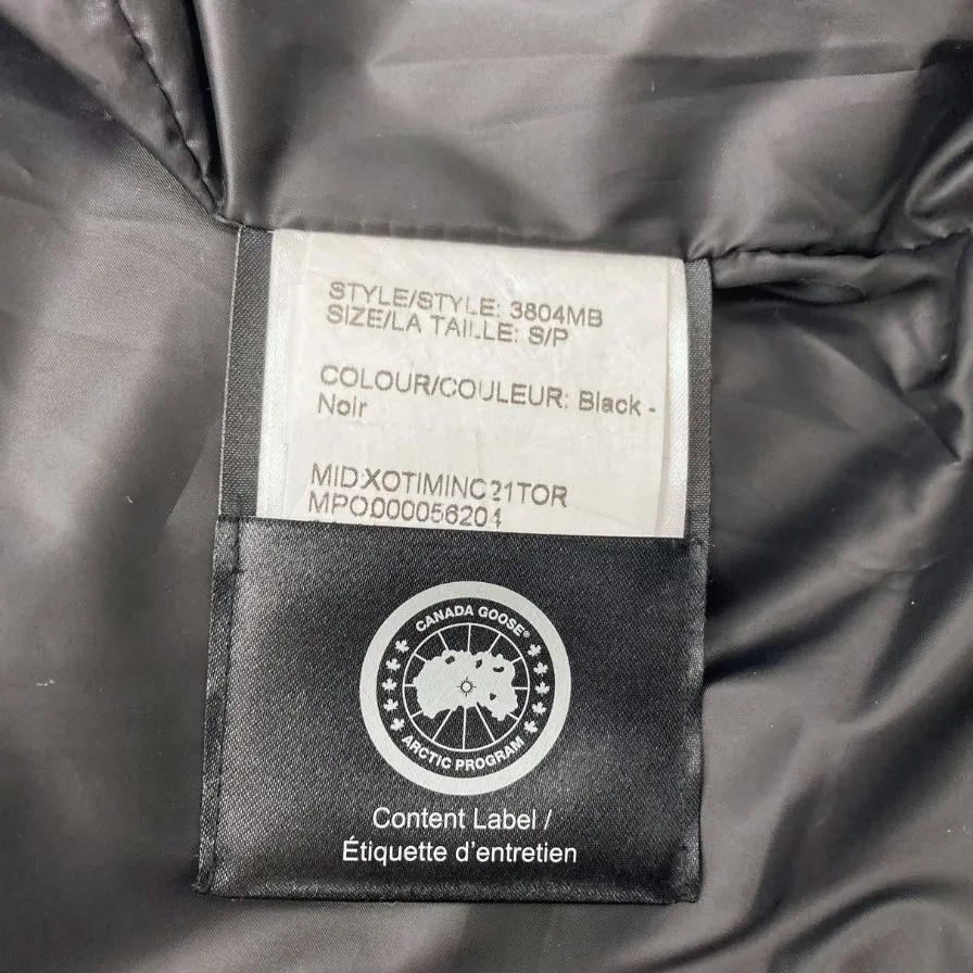 極美品◆カナダグース ブラックレーベル ダウンジャケット マクミラン パーカ 3804MB サイズS ブラック CANADA GOOSE MACMILLAN PARKA メンズ【AFA11】