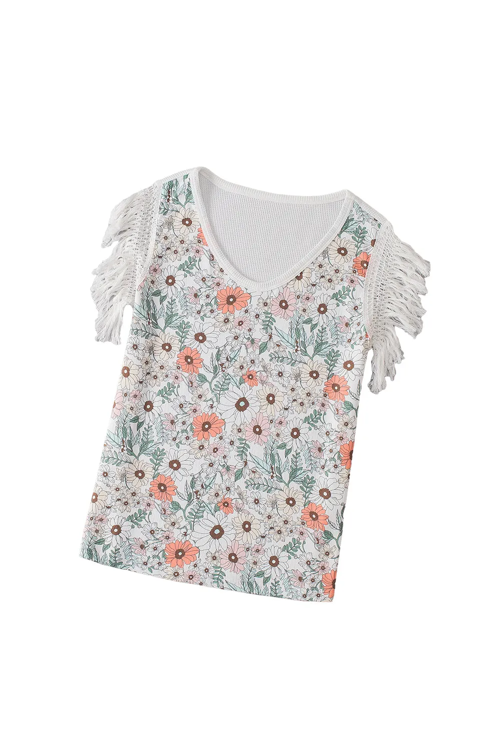 💀 Floral Print Fringe Shoulder Sleeveless Shirt – Turn Heads, Break Hearts 💀