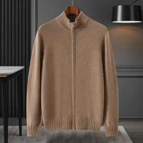 100% Pure Cashmere Long Sleeve Half Turtleneck Cashmere Sweater Cardigan for Men