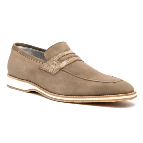 11-020-TPE MEO 3 Sueded Goatskin Penny Loafer, Taupe