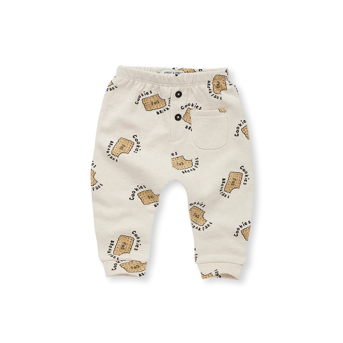 1584-BABY SWEATPANTS COOKIES PRINT-Ivory