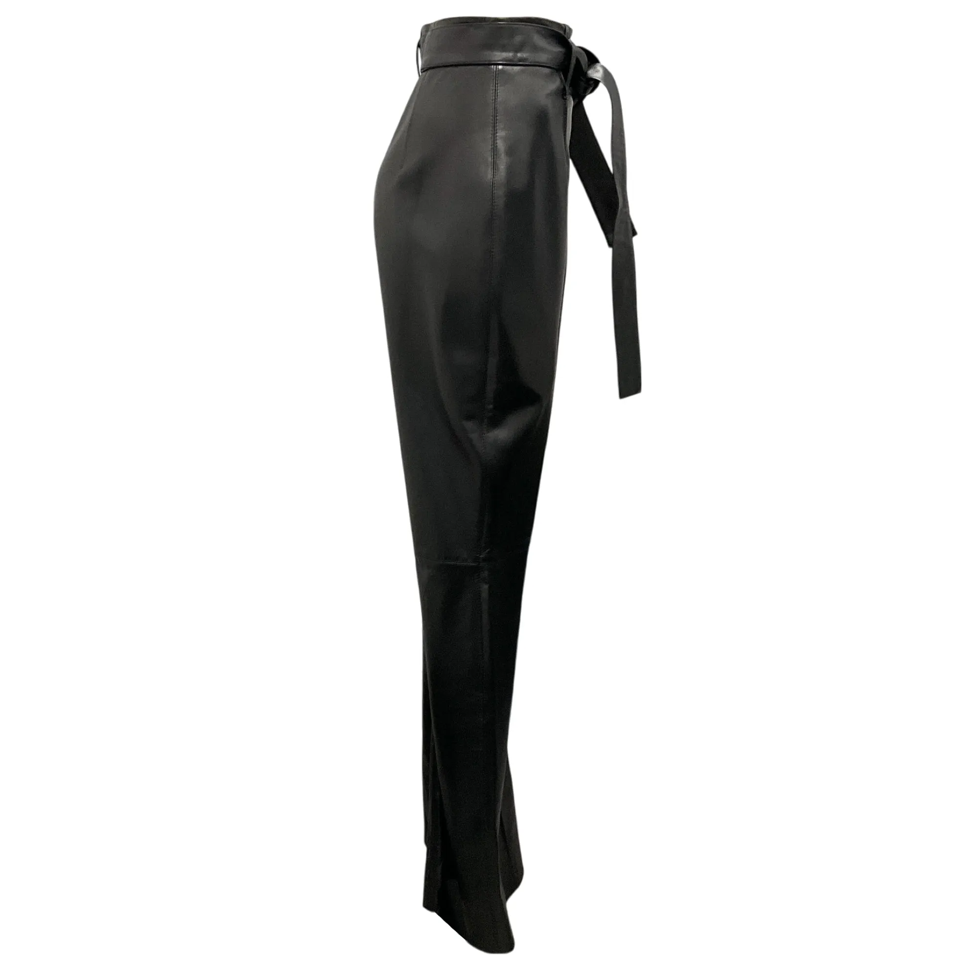 16ARLINGTON Black Hana Flared Leather Pants