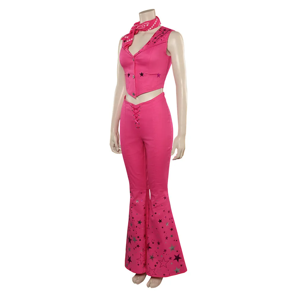 2023 Pink Cowgirl Star-Covered Flared Pants Cosplay Costume