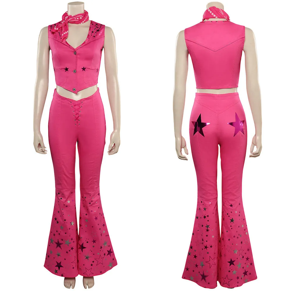 2023 Pink Cowgirl Star-Covered Flared Pants Cosplay Costume