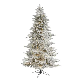 6.5' Flocked Grand Northern Rocky Fir Artificial Christmas Tree