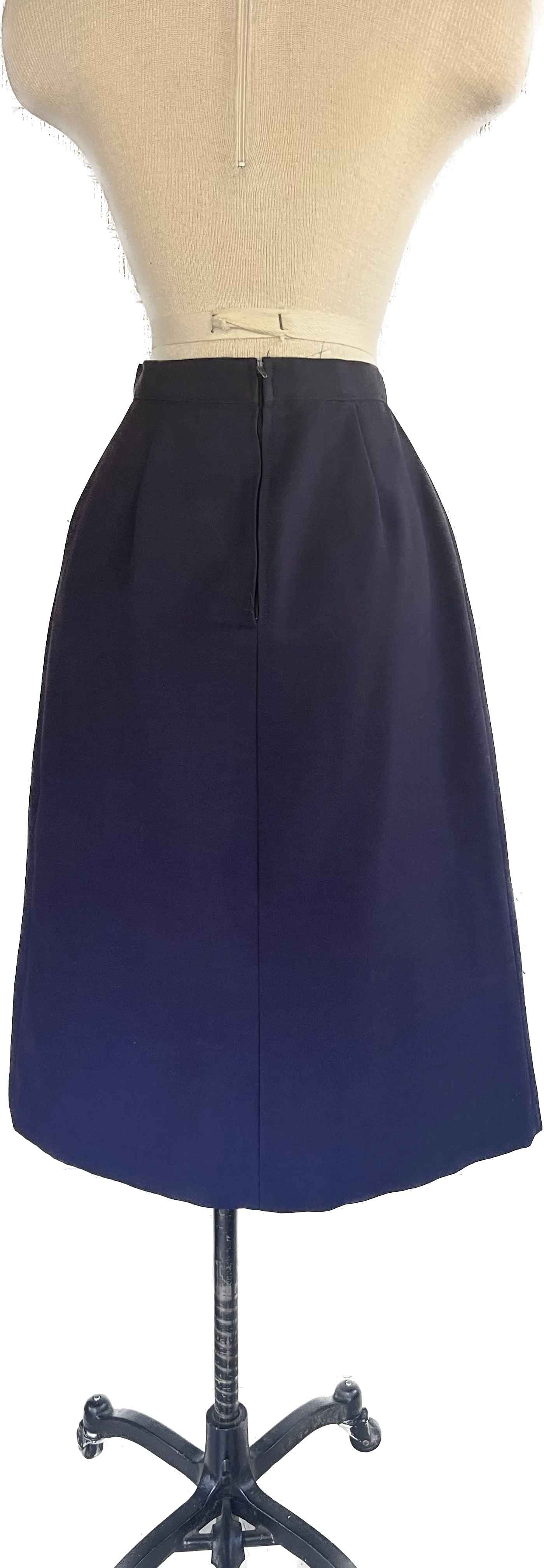 80s College Town Navy Pleat Front Skirt       W26