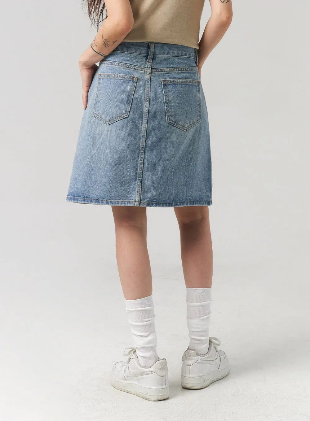 A-Line Denim Midi Skirt CL312