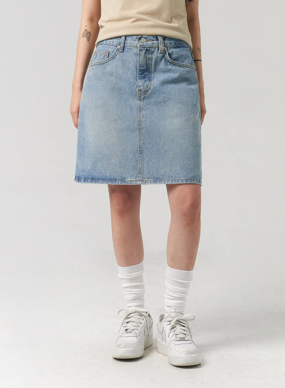 A-Line Denim Midi Skirt CL312