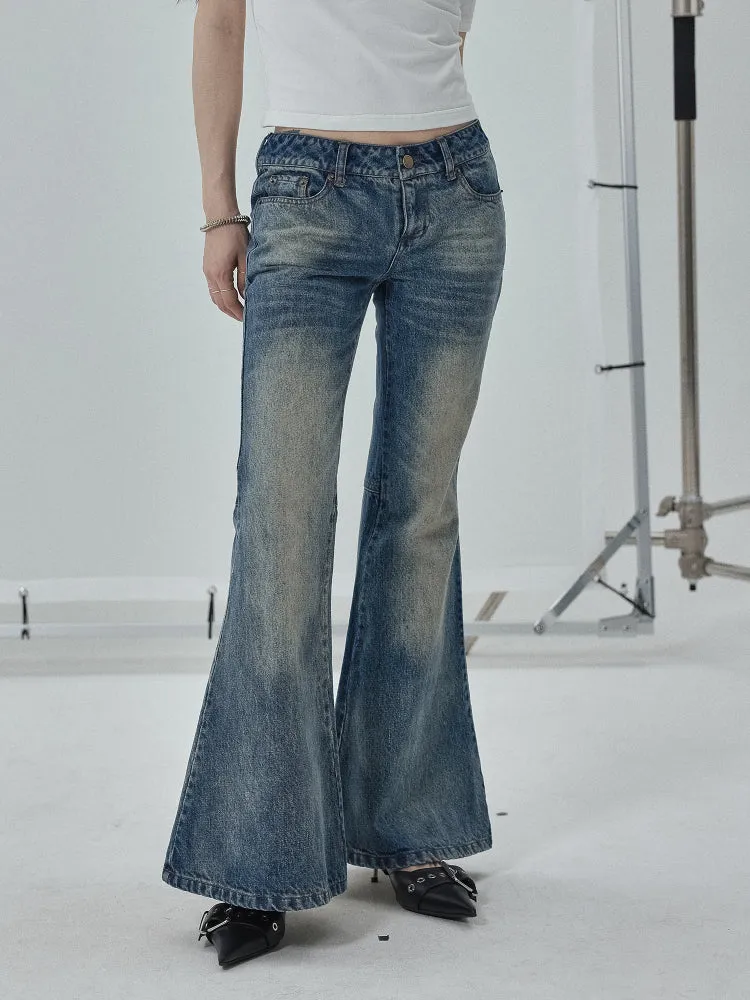 Achihara Casual Micro-flared Floor-length Low-waist Jeans