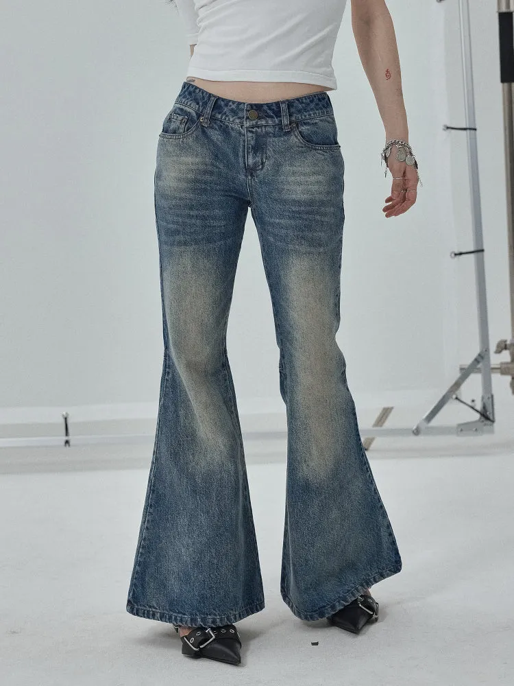 Achihara Casual Micro-flared Floor-length Low-waist Jeans