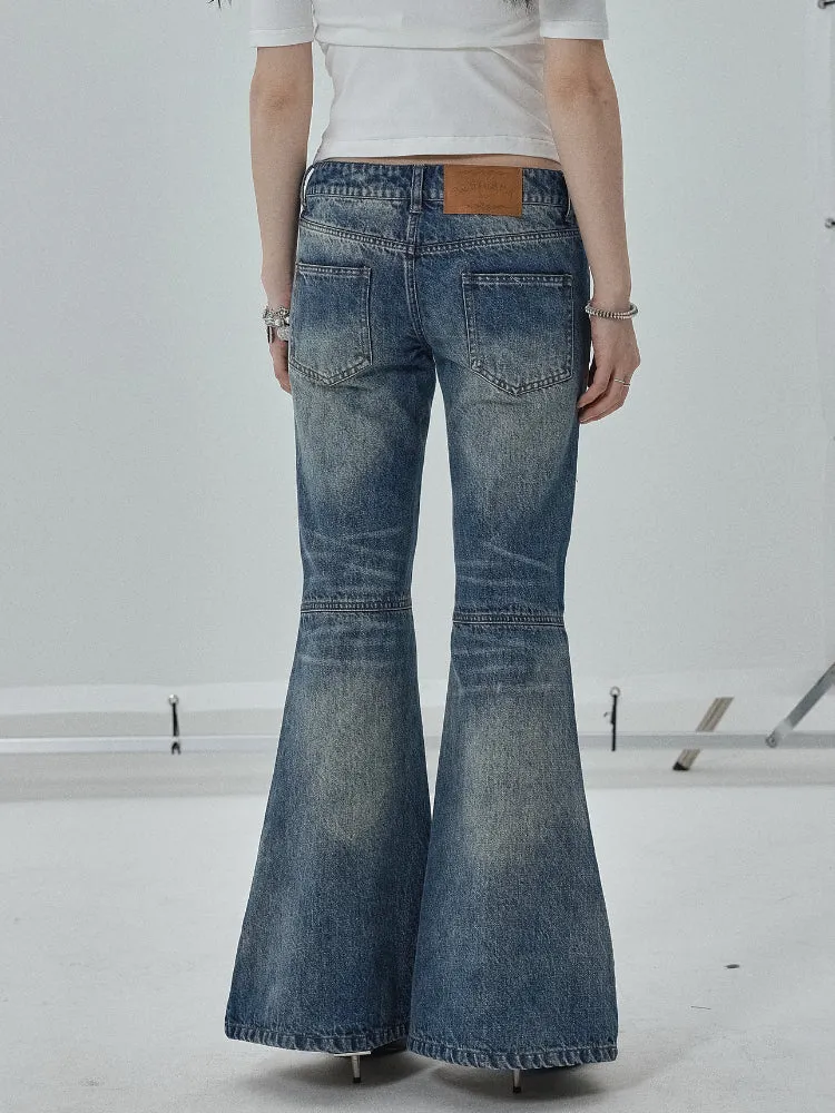 Achihara Casual Micro-flared Floor-length Low-waist Jeans