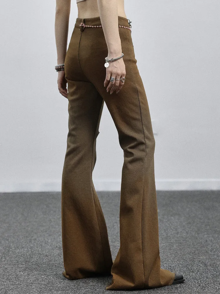 Achihara Floor-length Ripped Flared Pants