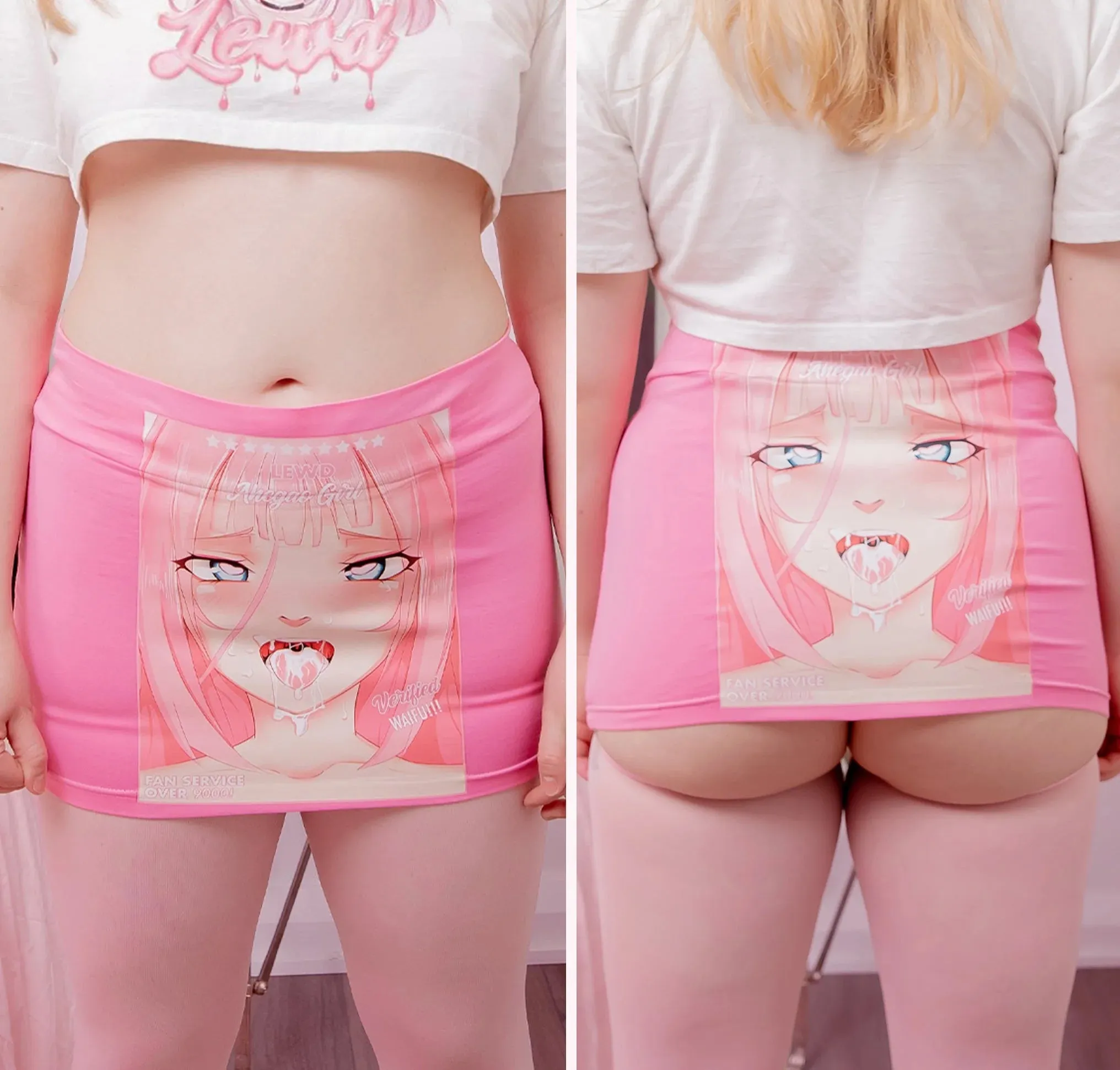 Ahegao Face Pink Mini Skirt