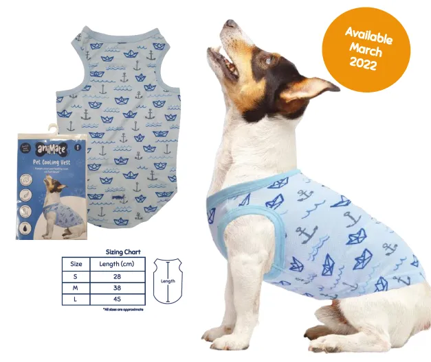 Animate - Pet Cooling Vest - Anchor - Med -  38cm (Chest: 55cm, Neck: 35cm)