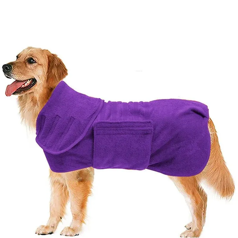 Anniepaw Dog Bathrobe Towel Bath Robe Pet Bathrobe Drying Coat Absorbent Towel For Large Medium Small Dog Super Fast Dry Soft Adjustable