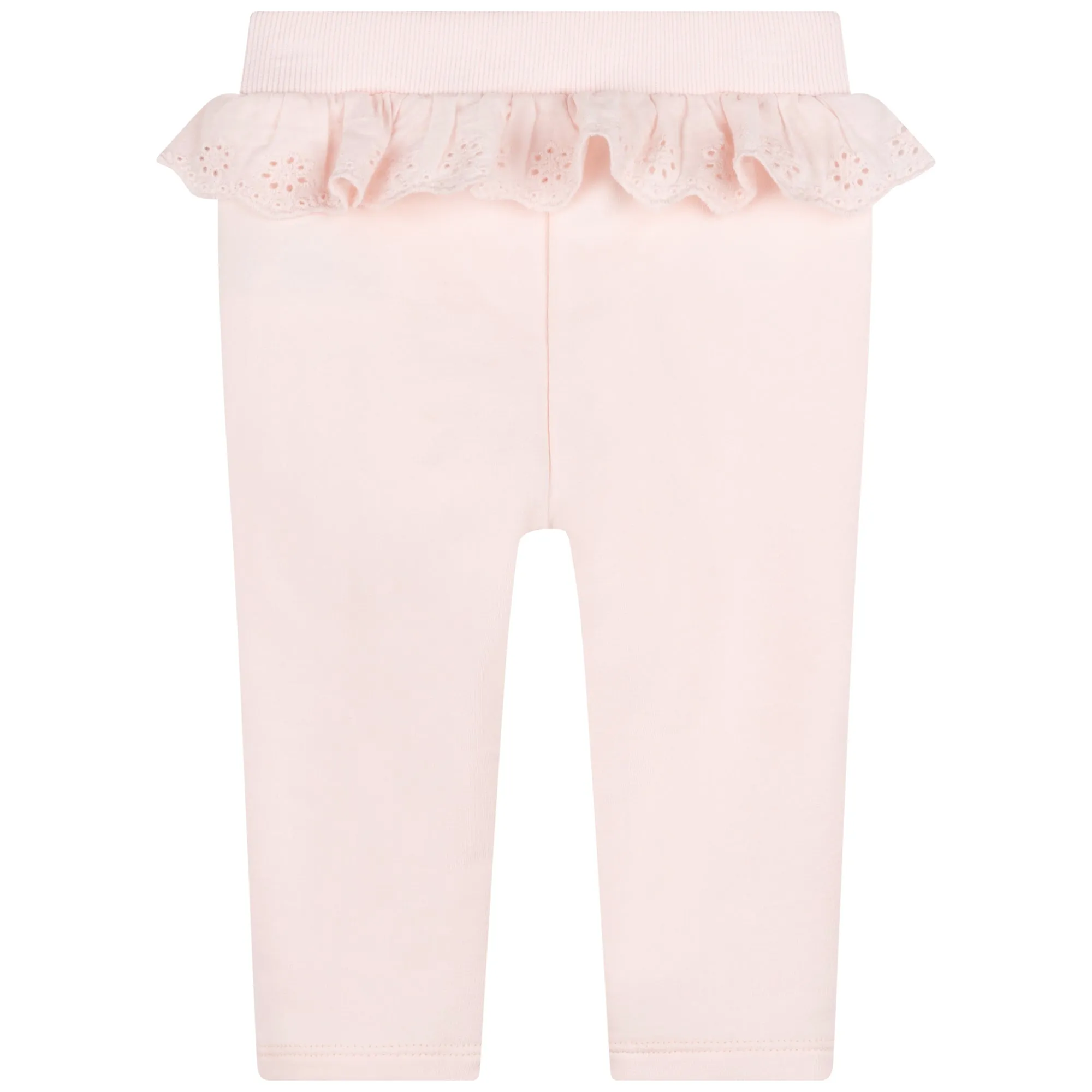 Apricot Sweatpants with Eyelet Ruffled Waist