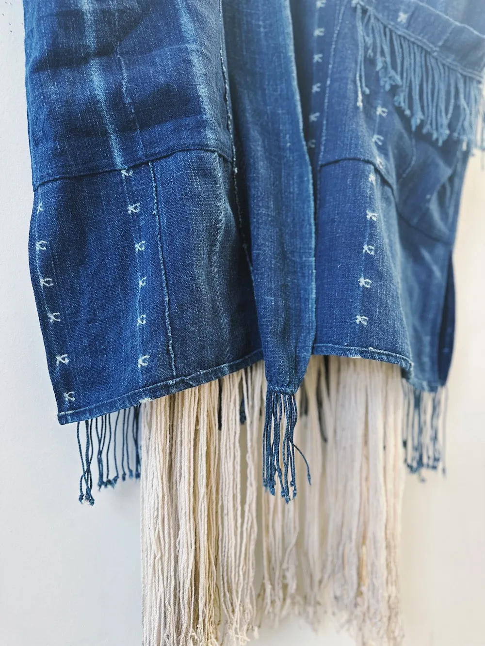 Asymmetric Indigo Tassel Jacket