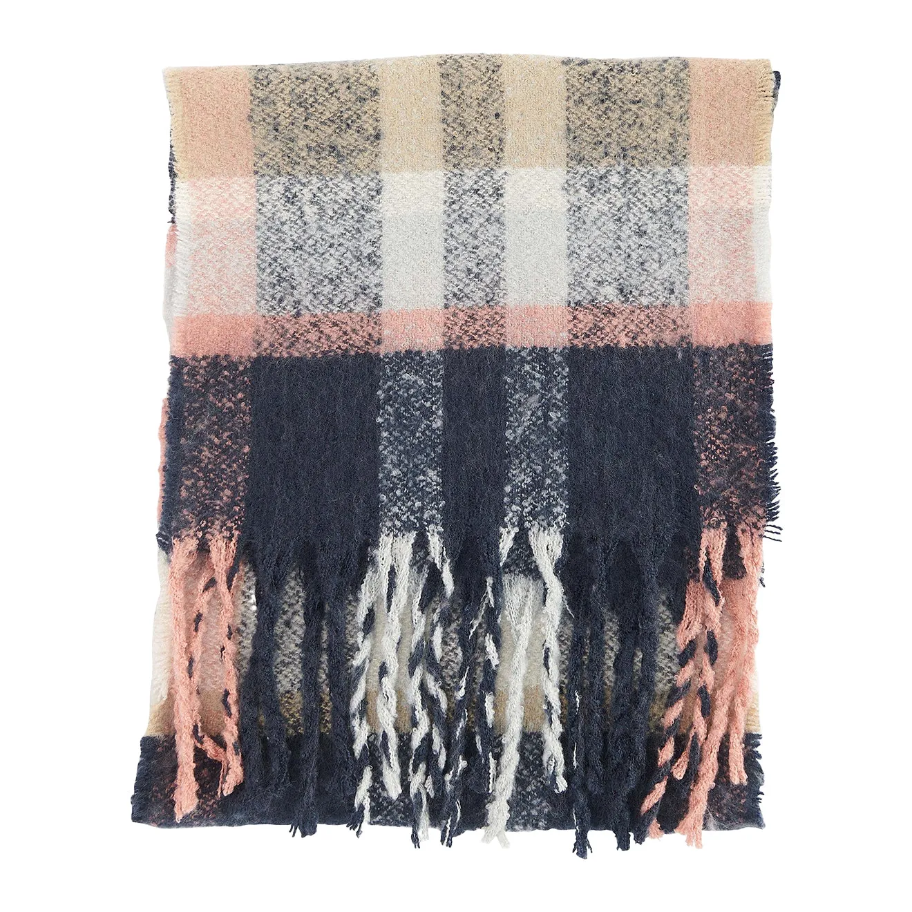 Barbour Rawson Check Scarf Navy/Pink Rust