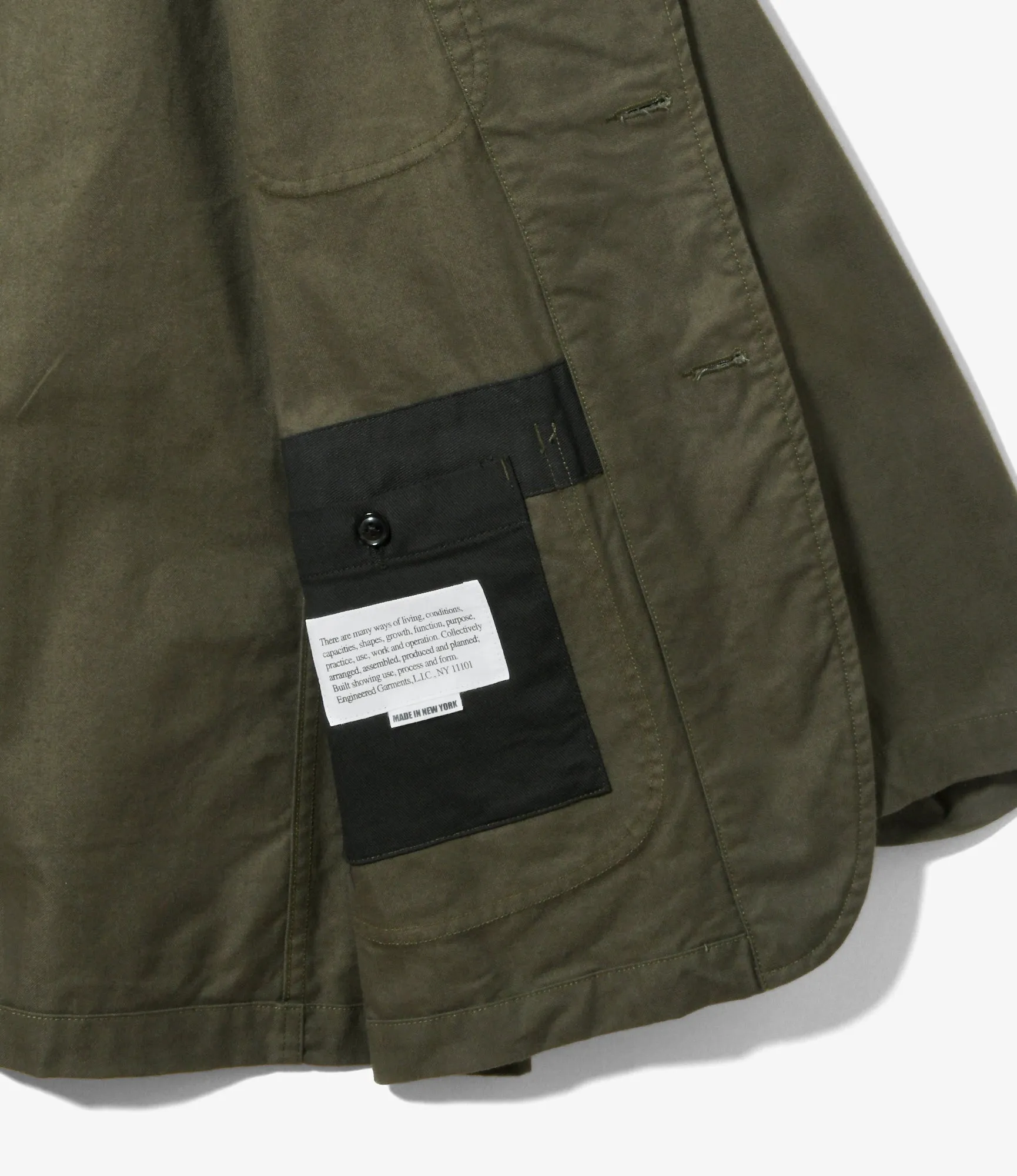 Bedford Jacket – Olive Brushed Herringbone Cotton