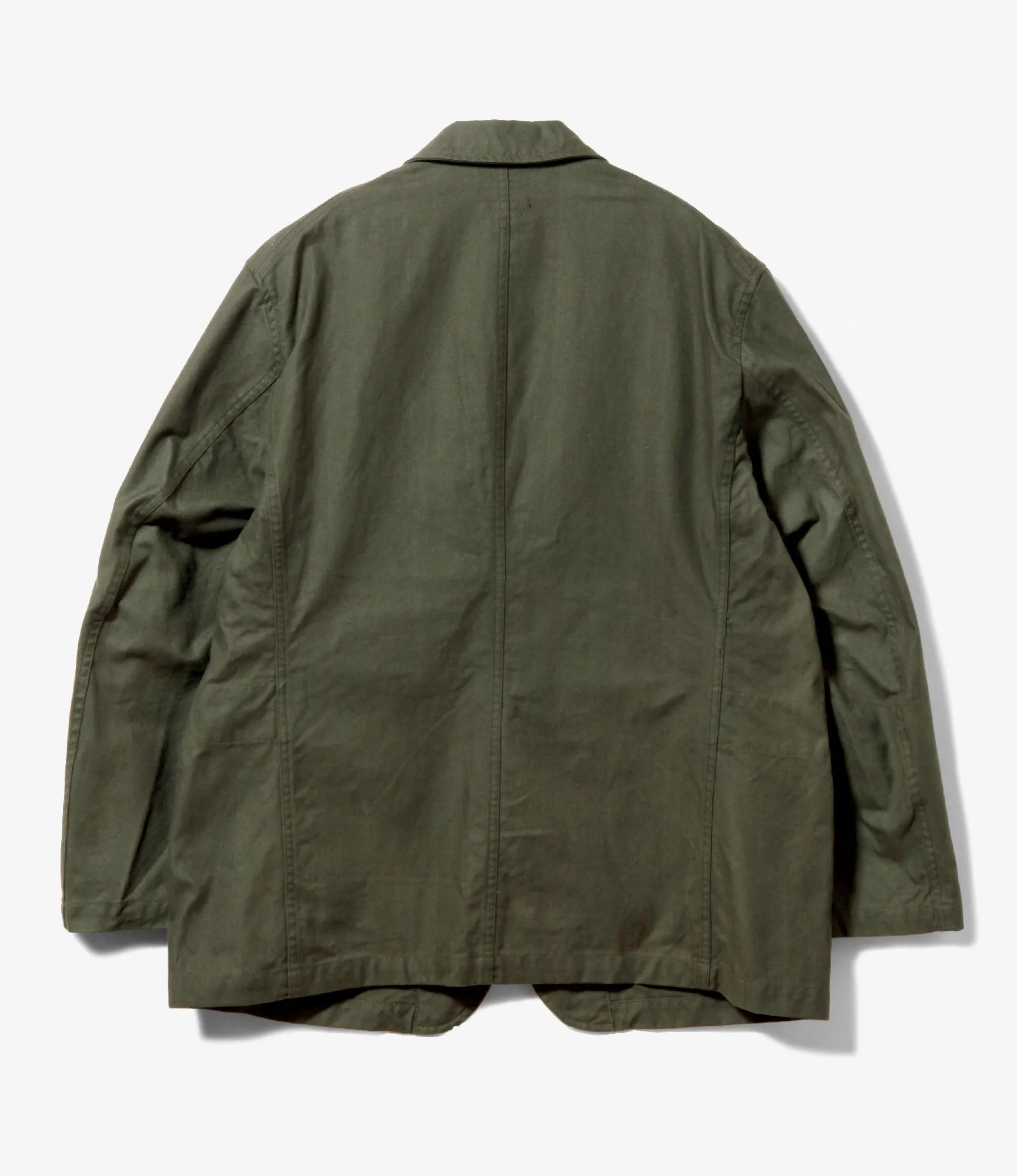 Bedford Jacket – Olive Brushed Herringbone Cotton