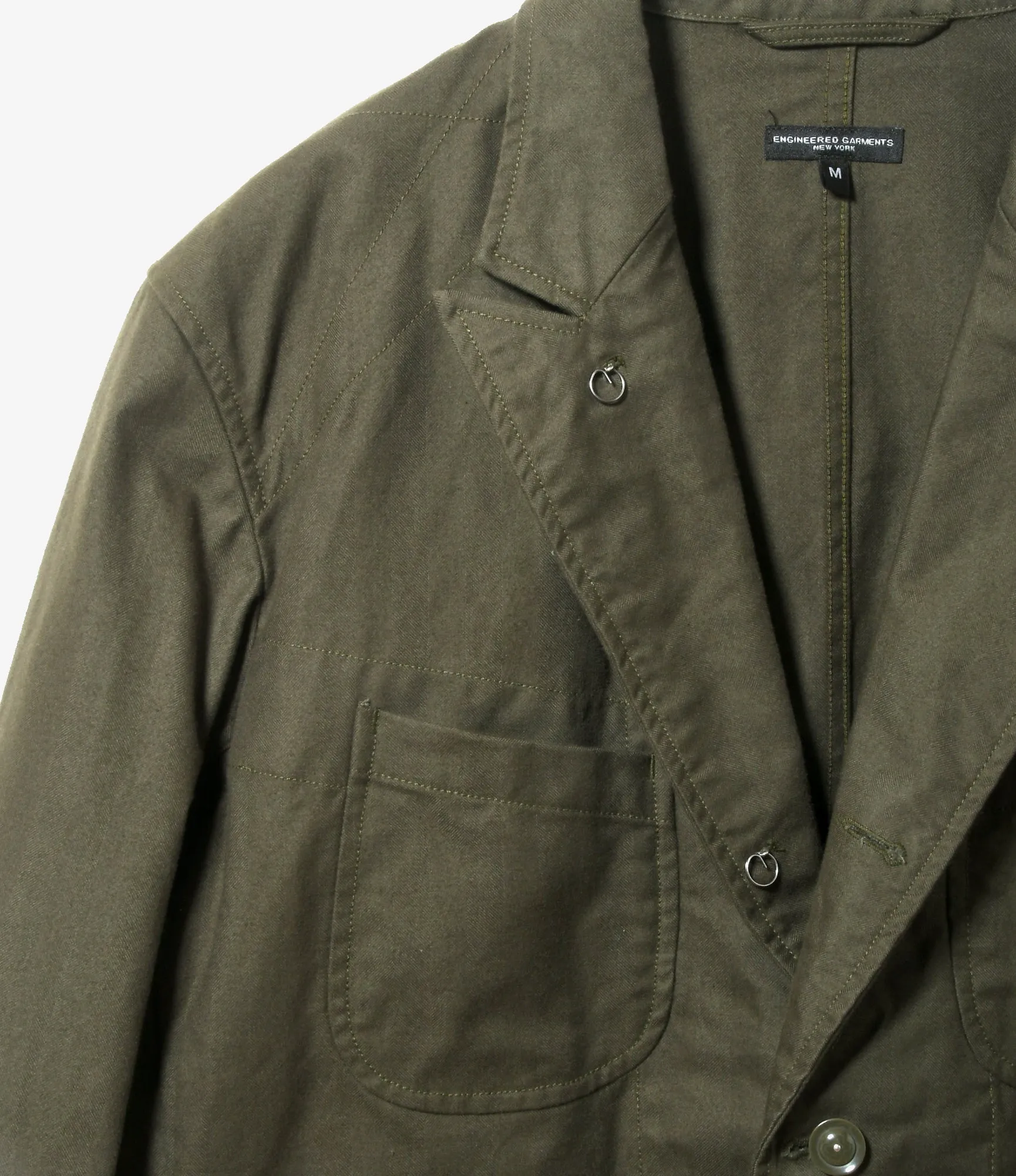 Bedford Jacket – Olive Brushed Herringbone Cotton