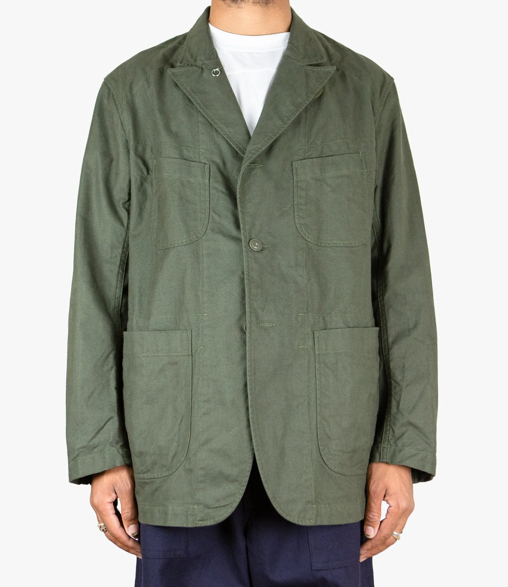 Bedford Jacket – Olive Brushed Herringbone Cotton