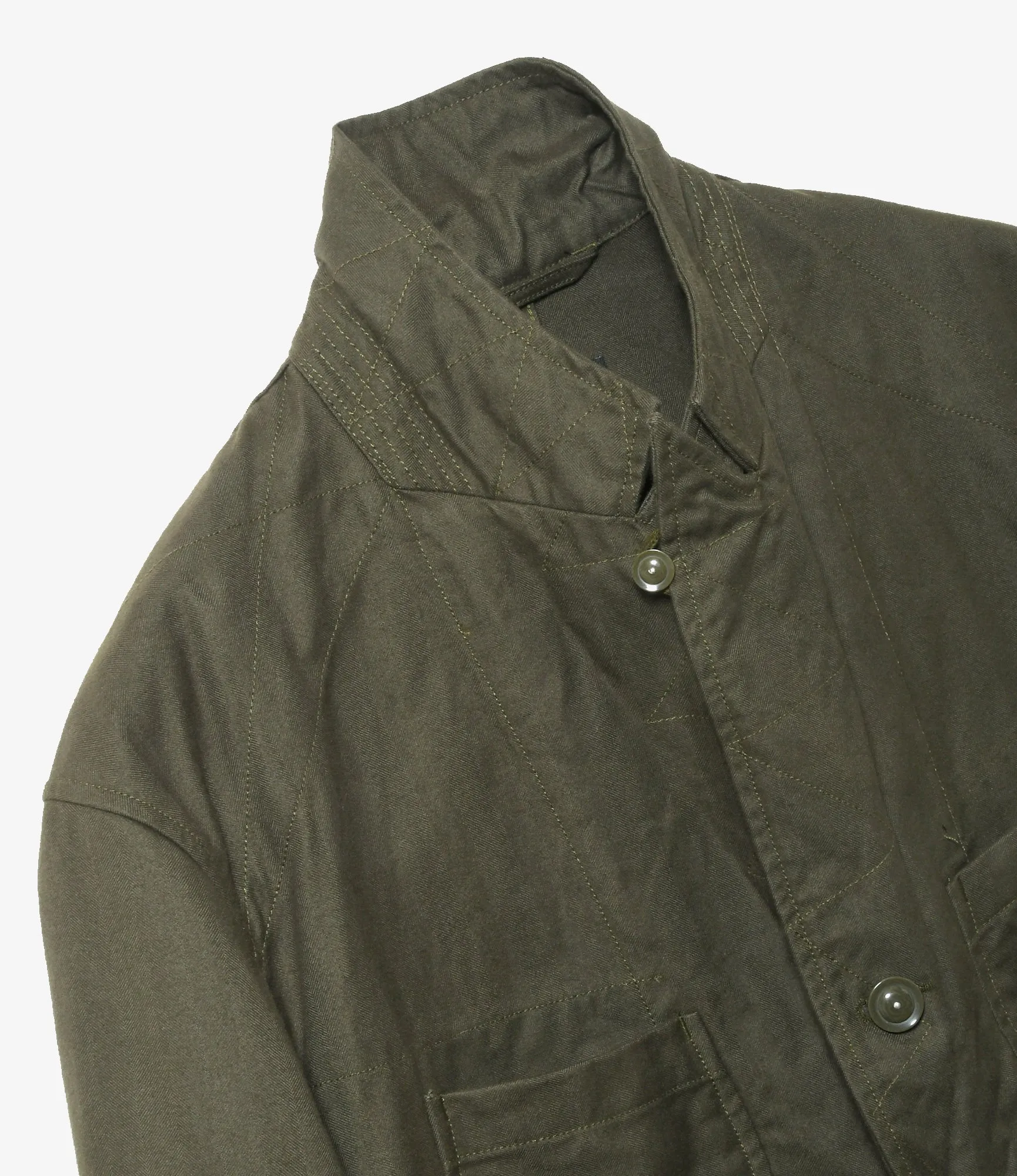 Bedford Jacket – Olive Brushed Herringbone Cotton