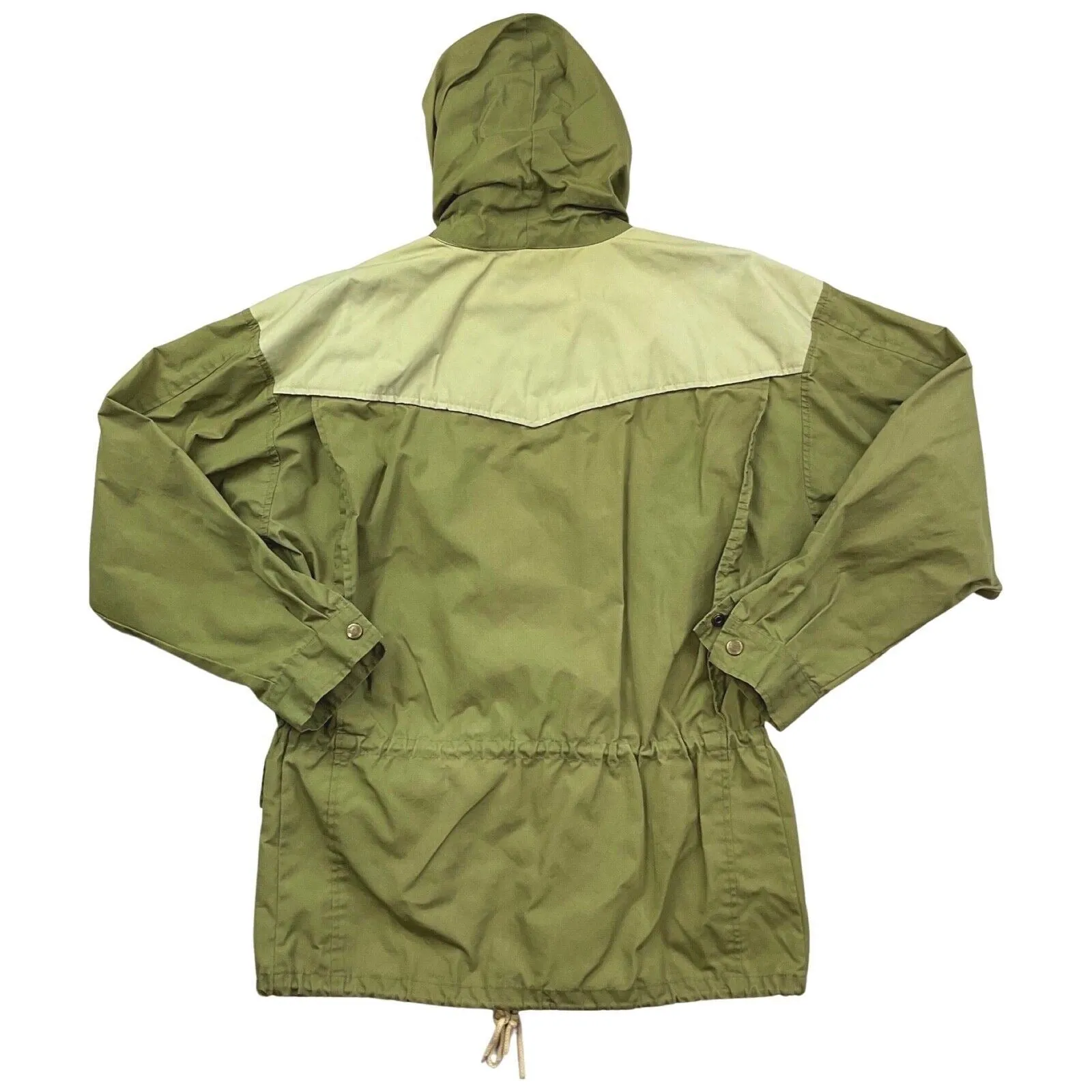 Beige and Khaki Green Fjallraven Parka Explorer Outdoor Jacket Large