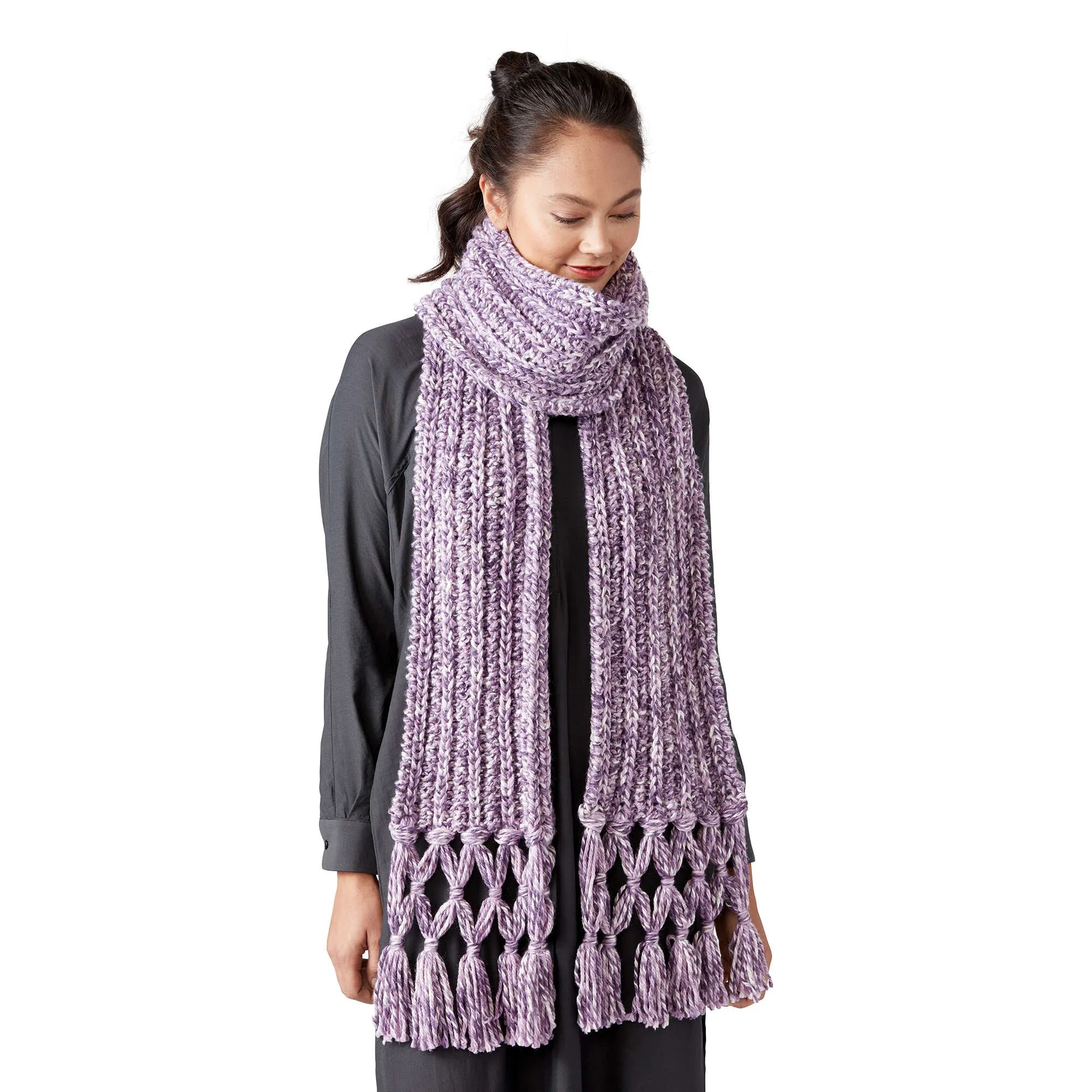 Bernat Twisted Fringe Knit Scarf