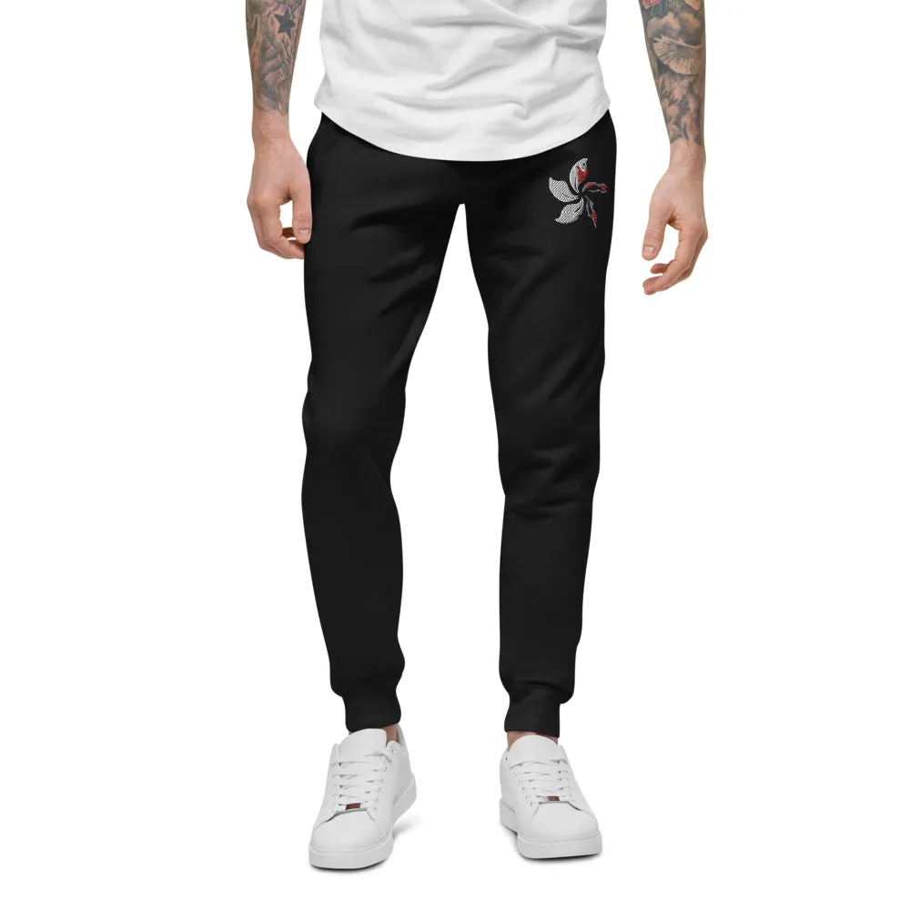 Black Bauhinia Unisex Fleece Jogger Sweatpants