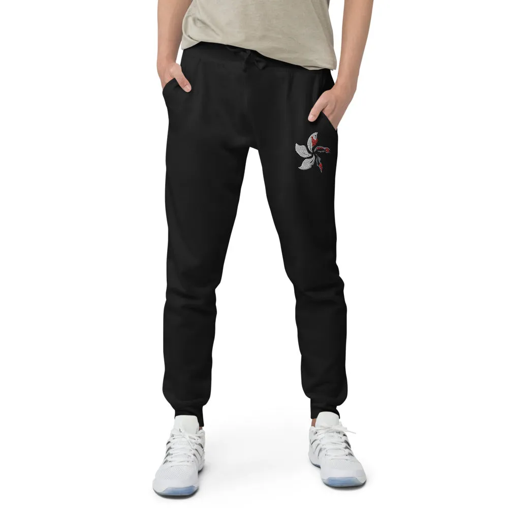 Black Bauhinia Unisex Fleece Jogger Sweatpants