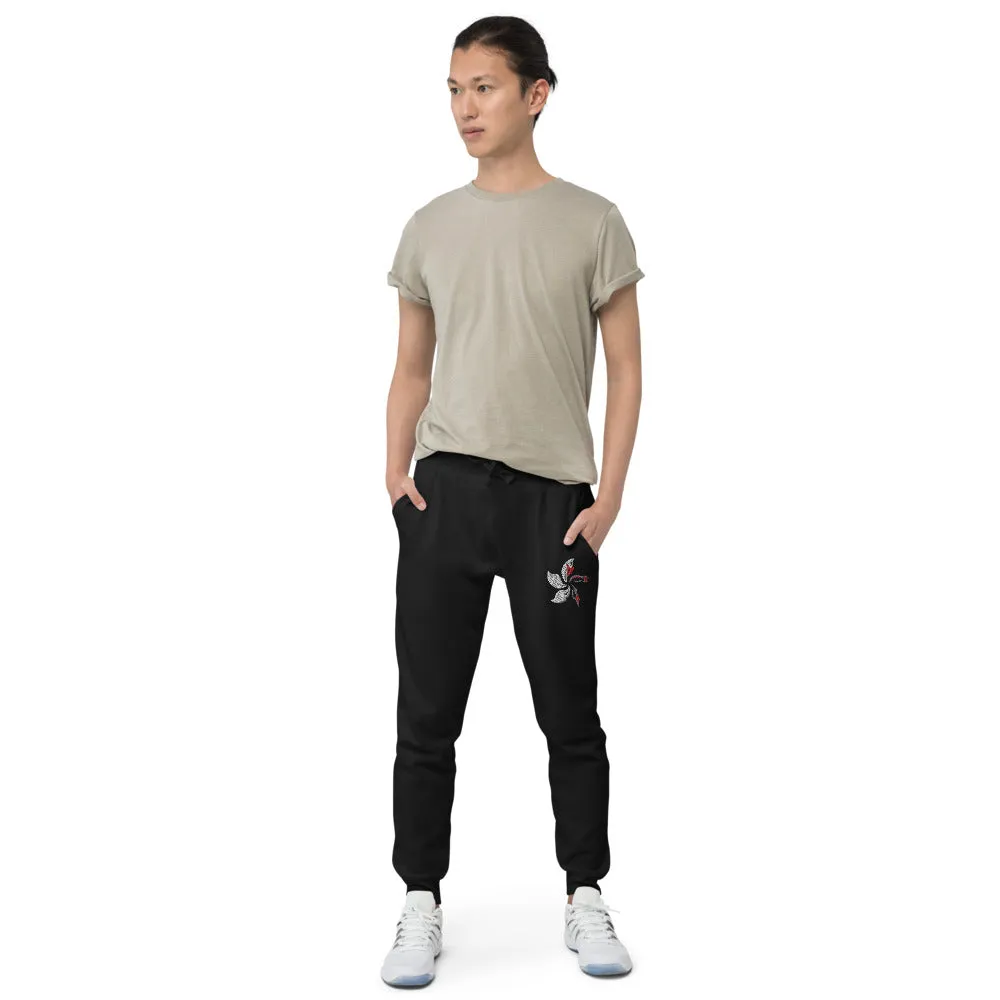 Black Bauhinia Unisex Fleece Jogger Sweatpants