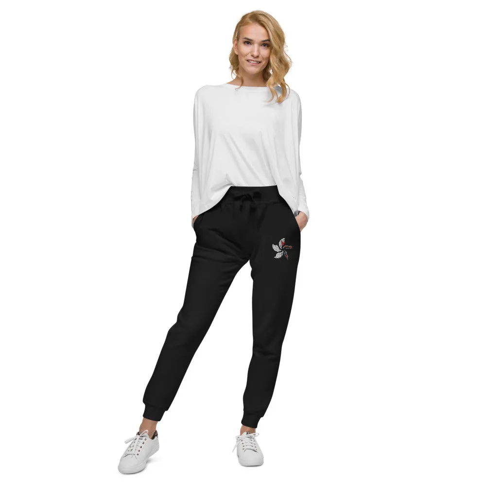 Black Bauhinia Unisex Fleece Jogger Sweatpants