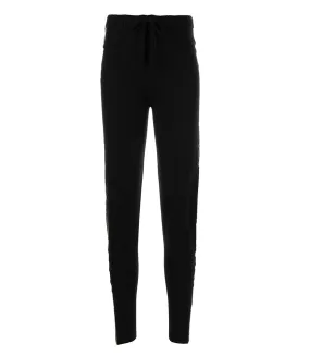 Black Cashmere Sweat Pants W/ Gold Laminated Bands