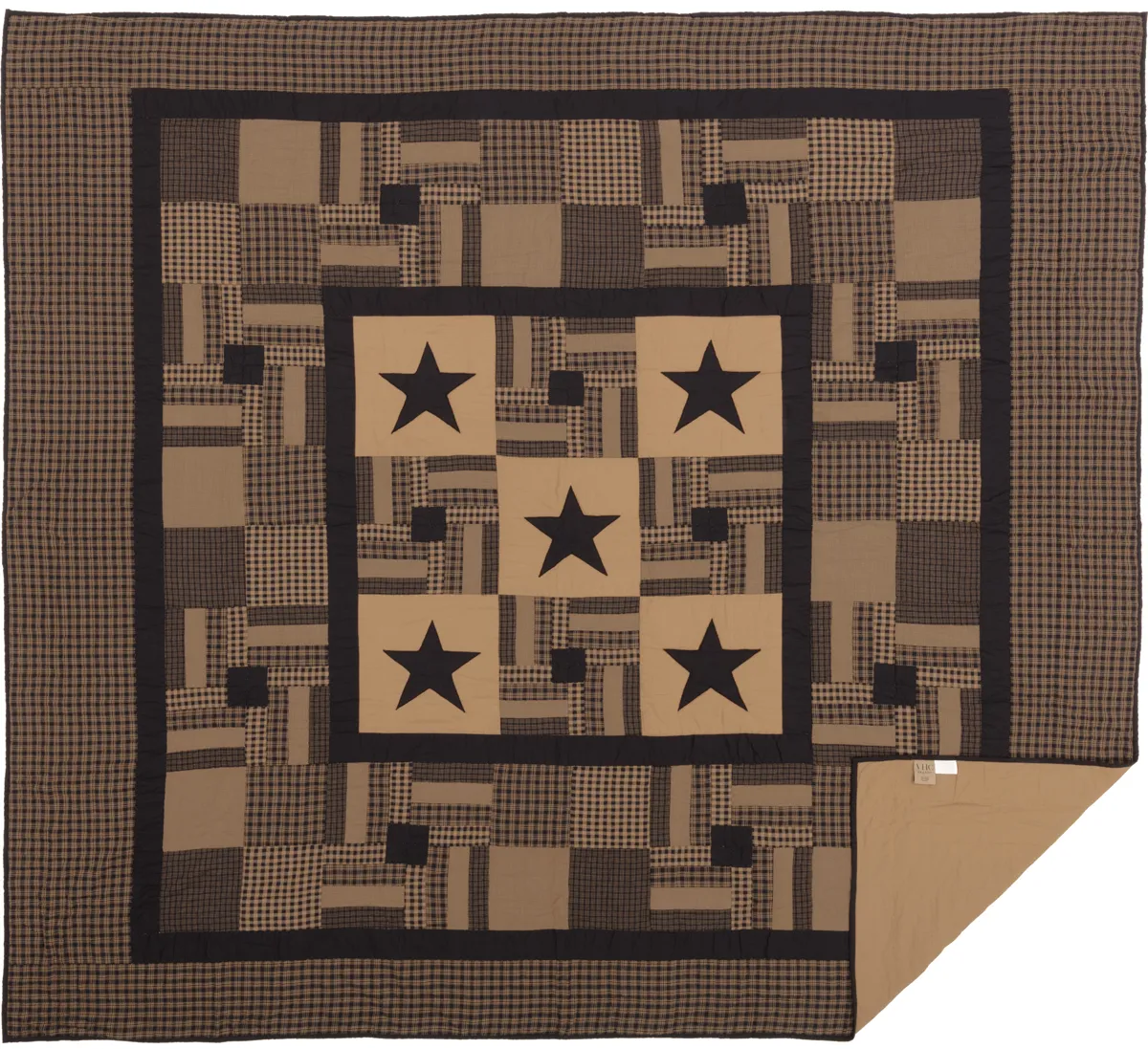 Black Check Star King Quilt 105X95