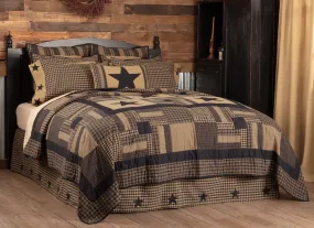 Black Check Star King Quilt 105X95