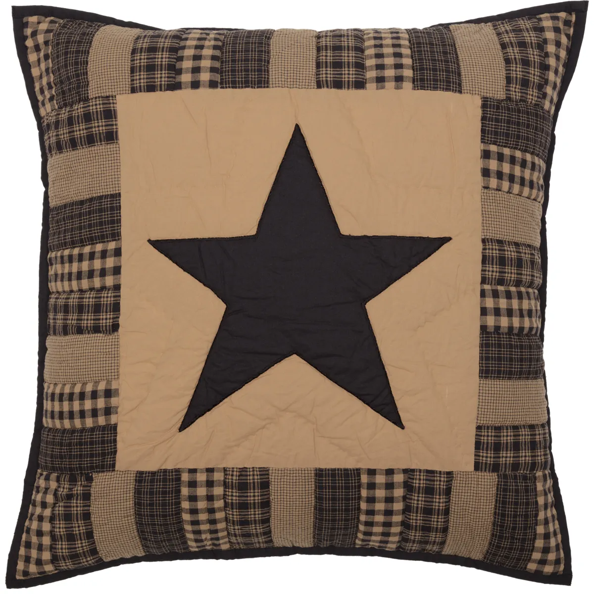 Black Check Star Quilted Euro Sham 26X26