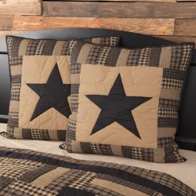 Black Check Star Quilted Euro Sham 26X26