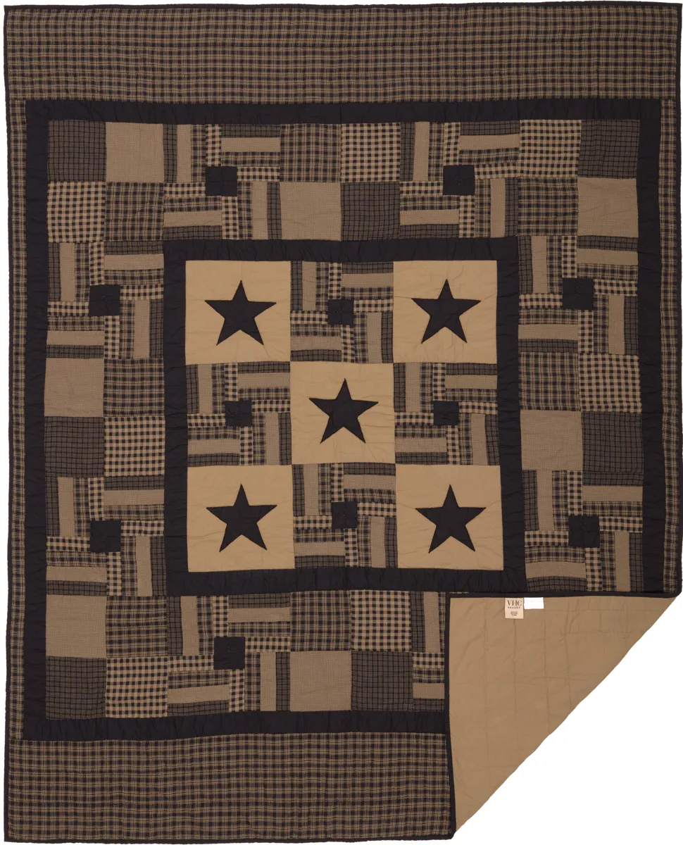 Black Check Star Twin Quilt 68X86