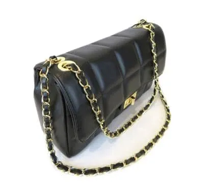 Black quilted Italian leather handbag