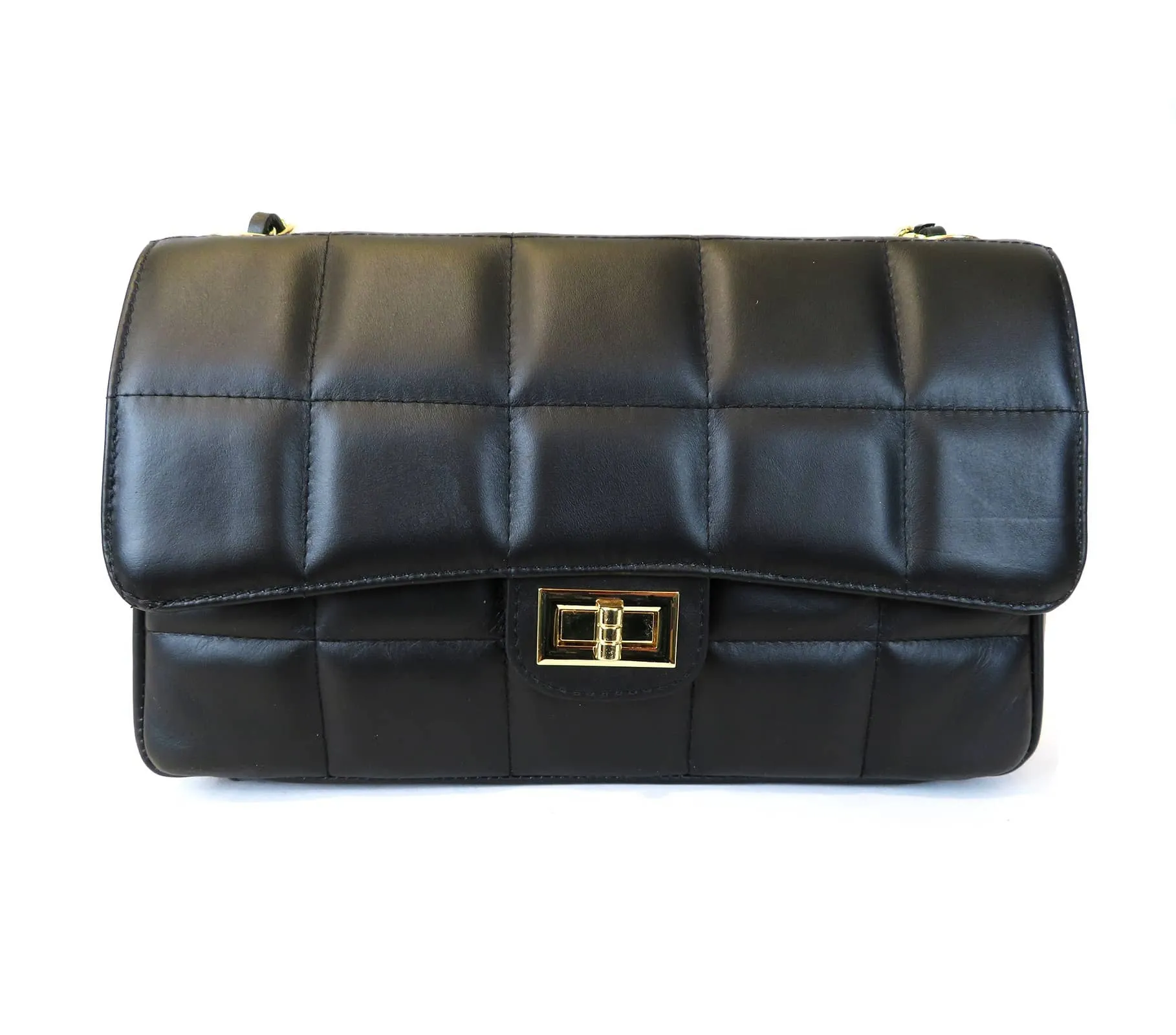 Black quilted Italian leather handbag