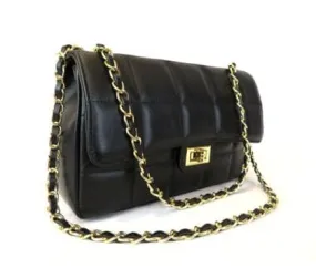 Black quilted Italian leather handbag