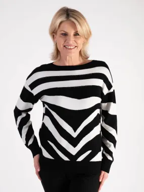 Black/White Abstract Zebra Pattern Jumper