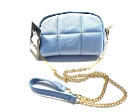 Blue Small Quilted Italian leather Bag