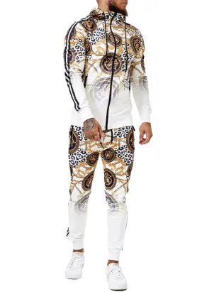 Boss Cheetah Hoodie TrackSuit - White  X89A