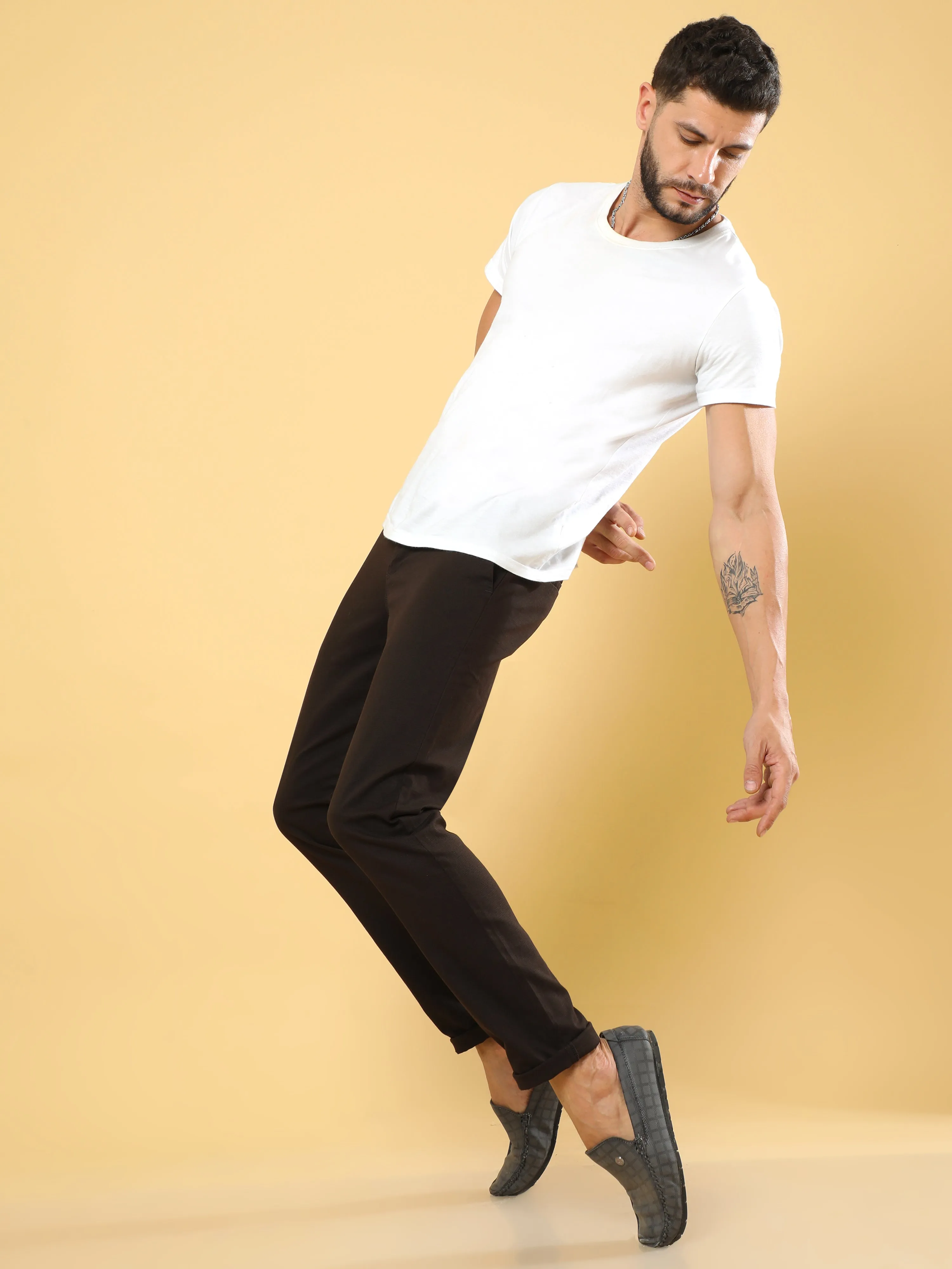 Box Dobby Brown Cotton Chino