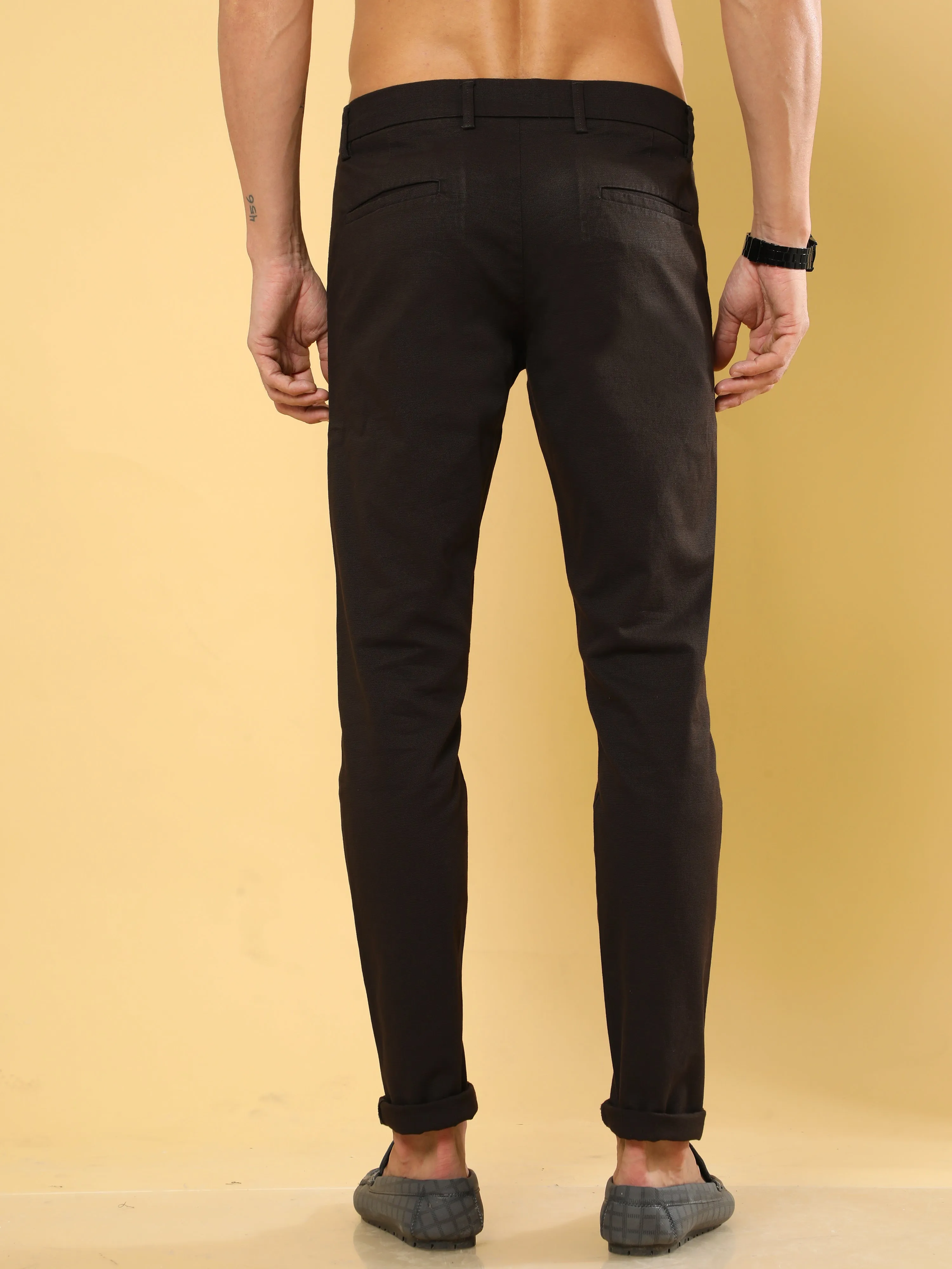 Box Dobby Brown Cotton Chino