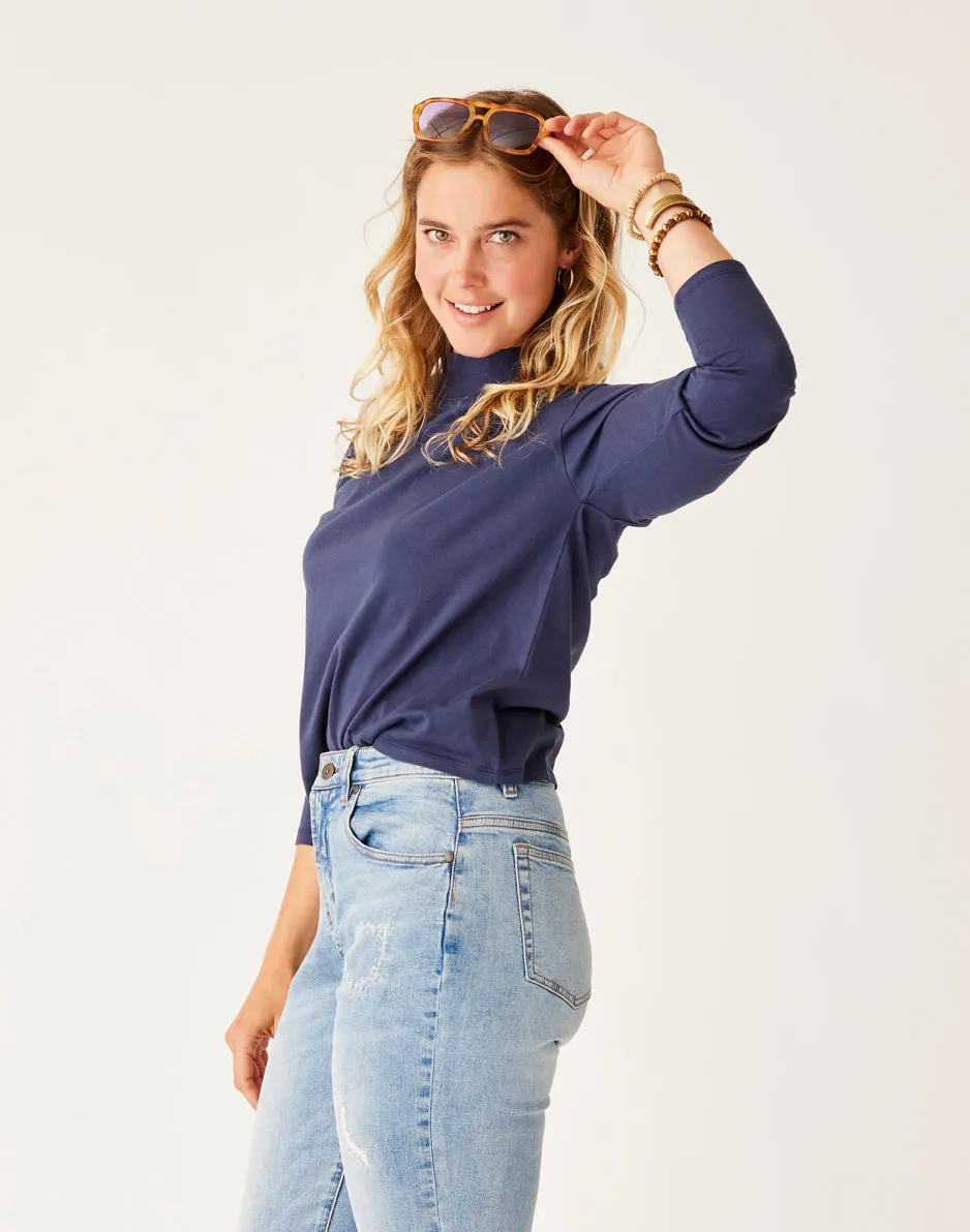 Bray Mockneck Top: Navy