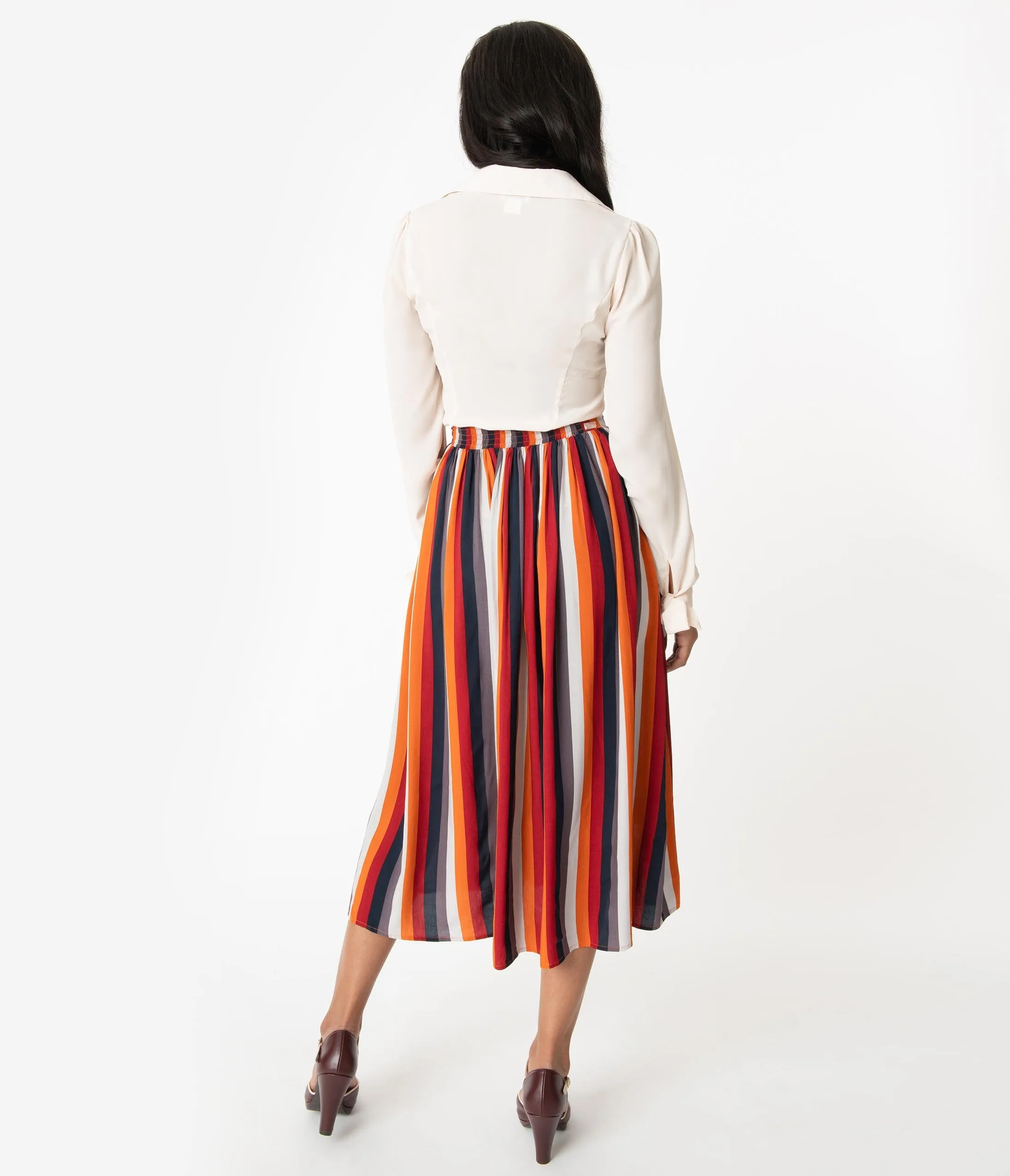 Bright & Beautiful Penny Striped Midi Skirt