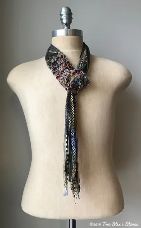 Brown/Olive Toned Adjustable Scarf/Tie